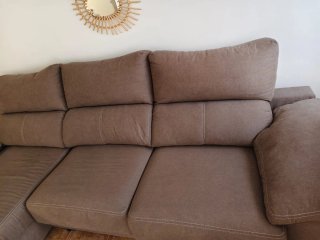 Sofá Chaise Longe Marrón 3m
