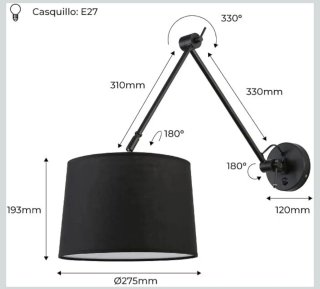 Aplique Pared Articulado BARCELONA LED Negro
