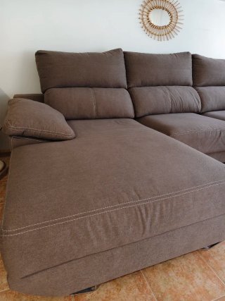 Sofá Chaise Longe Marrón 3m