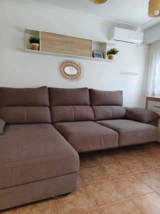 Sofá Chaise Longe Marrón 3m