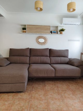 Sofá Chaise Longe Marrón 3m