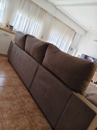 Sofá Chaise Longe Marrón 3m