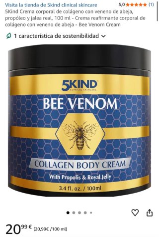 Crema Corporal Colágeno Veneno Abeja 100ml
