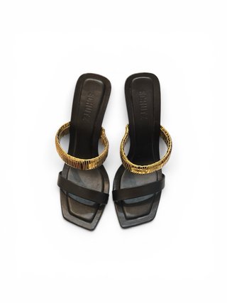 Sandali SCHUTZ neri fascia oro 38