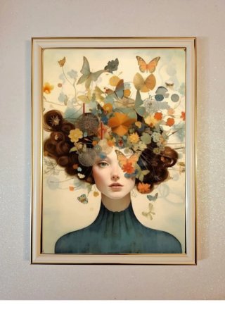Quadro decorativo con farfalle e fiori