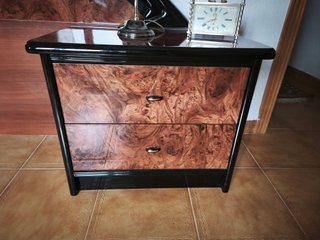 Cabecero, 2 mesitas de noche y cómoda con espejo