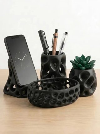 Set scrivania nero design moderno. 4 pezzi .i