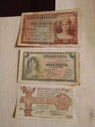 Lote 3 Billetes Españoles Pesetas