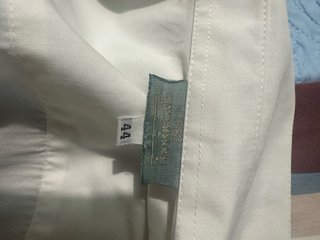 Camicia bianca cotone ricami rosa taglia 44
