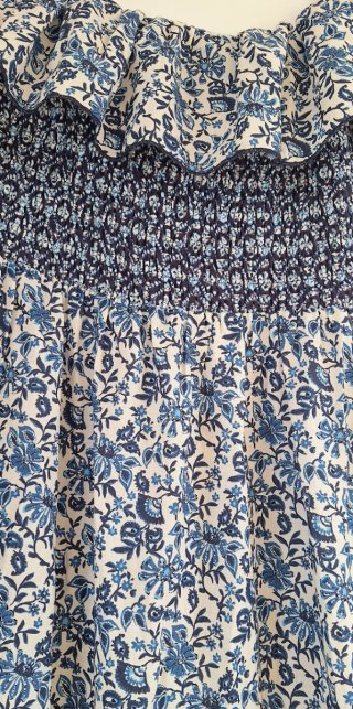 Vestido Zara Bardot Estampado Azul Talla S