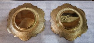 4 Platos Bronce y Porcelana Decorativos