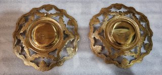 4 Platos Bronce y Porcelana Decorativos