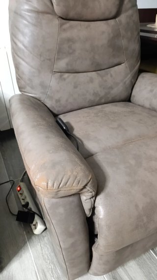 Sillón Eléctrico Reclinable Cuero Beige/Gris