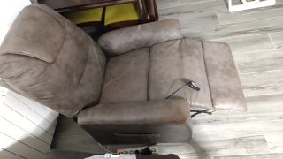 Sillón Eléctrico Reclinable Cuero Beige/Gris