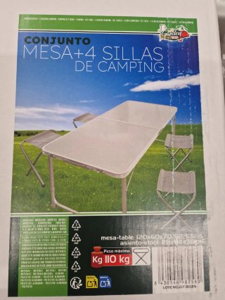 Conjunto Mesa y 4 Sillas Camping Garden