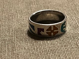 Anillo Plata Símbolos Esmaltados