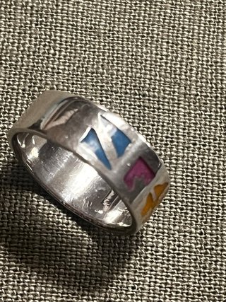 Anillo Plata Símbolos Esmaltados