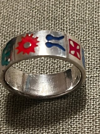 Anillo Plata Símbolos Esmaltados