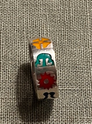 Anillo Plata Símbolos Esmaltados