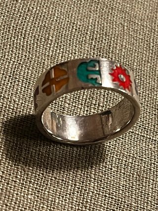 Anillo Plata Símbolos Esmaltados