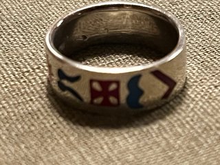 Anillo Plata Símbolos Esmaltados