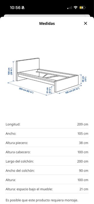 Cama individual blanca con base
