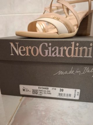 Sandali NeroGiardini Pelle 39 Nude/Bianco