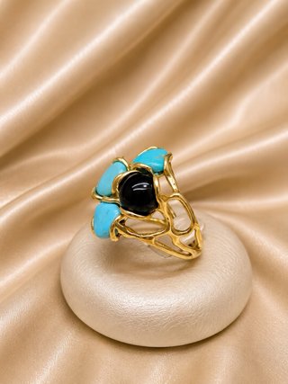 Anello turchese onice argento 925 oro boho
