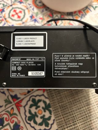 Reproductor CD Sony CDP-761