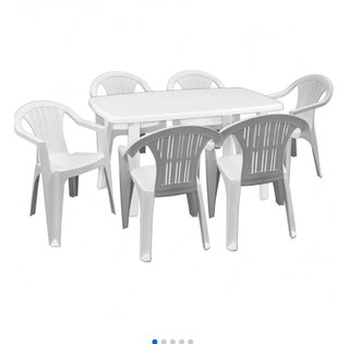 Conjunto Mesa y 6 Sillas Jardín Plástico