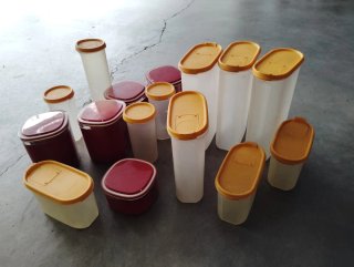Set Contenitori Tupperware Rossi Trasparenti