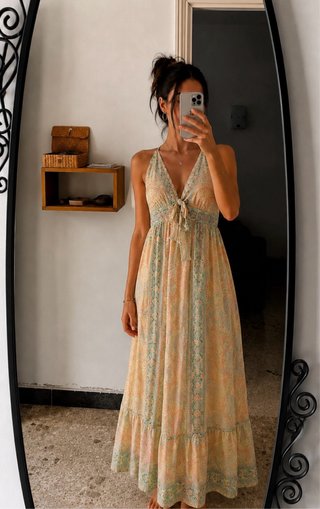 Vestido largo estampado multicolor