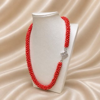 Collana corallo rosso argento 925 intrecciata