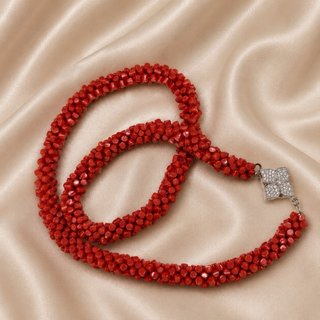 Collana corallo rosso argento 925 intrecciata
