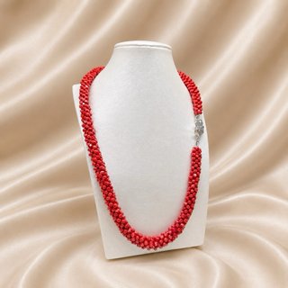 Collana corallo rosso argento 925 intrecciata