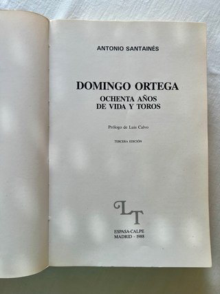 Libro Domingo Ortega 80 años de vida y de toros