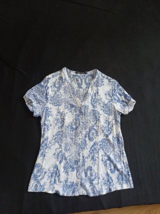 Blusa CASHEW FLOWR azul y blanco talla 44