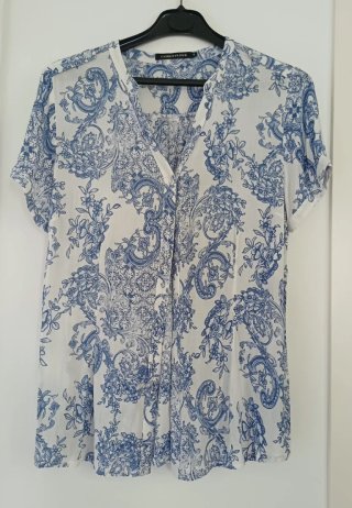 Blusa CASHEW FLOWR azul y blanco talla 44