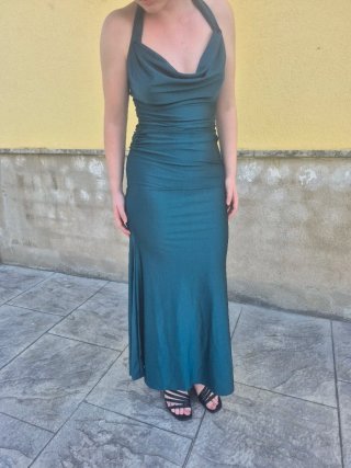 Vestido largo elegante verde botella