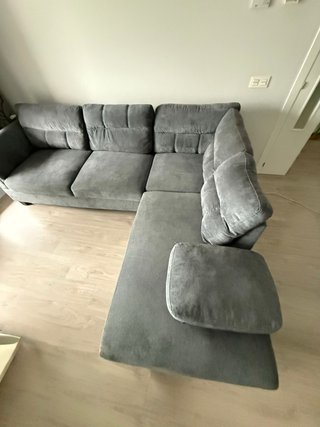Sofá chaise longue gris 4 plazas