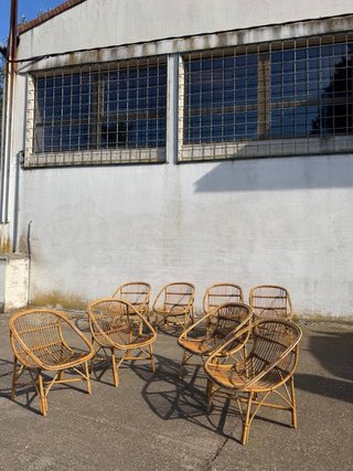 Conjunto de 8 Sillones de Rattan