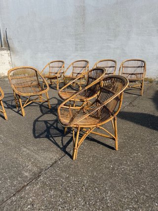 Conjunto de 8 Sillones de Rattan