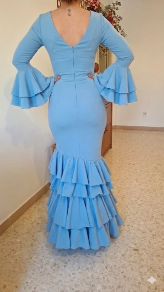 Traje de Flamenca Celeste TODAS LAS TALLAS