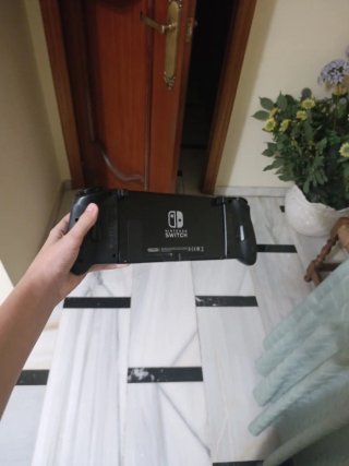 Nintendo Switch con funda, cable y dock.