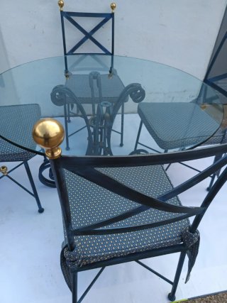Mesa y 4 Sillas Forja Cristal