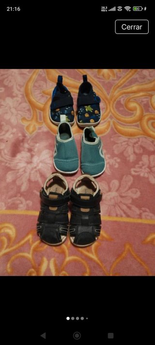 Lote 3 pares zapatos bebé talla 22