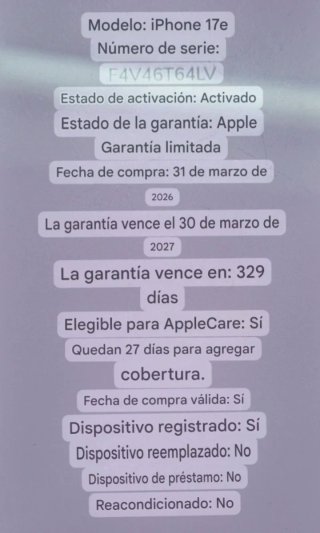 iPhone 17e 256GB Negro - Garantía offcial