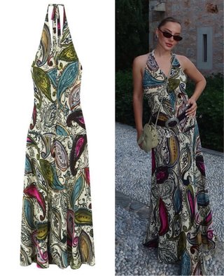 Vestido largo estampado paisley