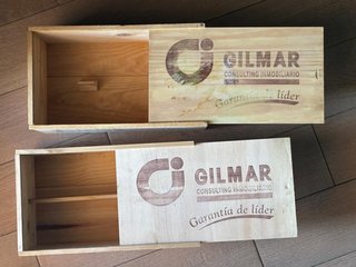 Lote 4 Cajas Madera Vintage Vino/Jamón Señorio J.