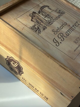 Lote 4 Cajas Madera Vintage Vino/Jamón Señorio J.